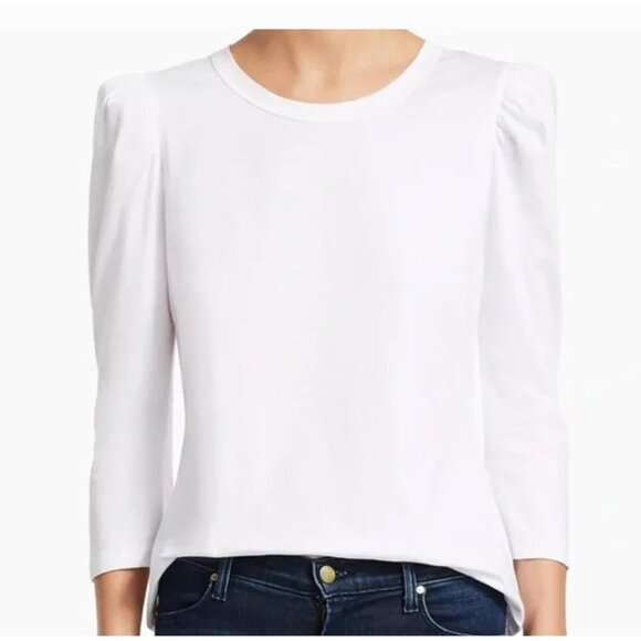 A.L.C. Karlie white puff sleeve cotton crew neck tee shirt size Large - Picture 1 of 5